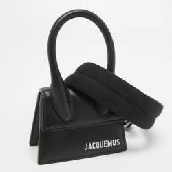 Pre Owned Jacquemus Black Leather Mini Le Chiquito Top Handle Bag