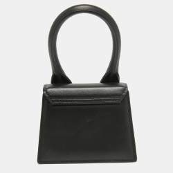 Pre Owned Jacquemus Black Leather Mini Le Chiquito Top Handle Bag