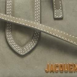 Pre Owned Jacquemus Grey Nubuck Leather Le Porte Lunettes Triangle Bag
