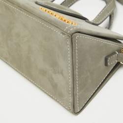Pre Owned Jacquemus Grey Nubuck Leather Le Porte Lunettes Triangle Bag