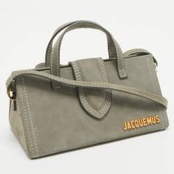 Pre Owned Jacquemus Grey Nubuck Leather Le Porte Lunettes Triangle Bag