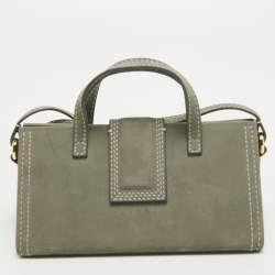 Pre Owned Jacquemus Grey Nubuck Leather Le Porte Lunettes Triangle Bag