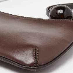 Pre Owned Jacquemus Brown Leather Le Bisou Perle Shoulder Bag