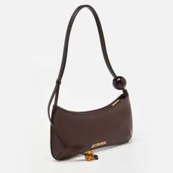 Pre Owned Jacquemus Brown Leather Le Bisou Perle Shoulder Bag