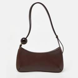 Pre Owned Jacquemus Brown Leather Le Bisou Perle Shoulder Bag