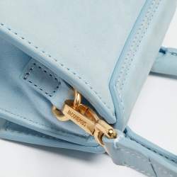 Pre Owned Jacquemus Light Blue Nubuck Leather Mini Le Chiquito Top Handle Bag