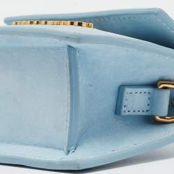 Pre Owned Jacquemus Light Blue Nubuck Leather Mini Le Chiquito Top Handle Bag
