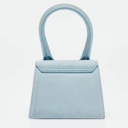 Pre Owned Jacquemus Light Blue Nubuck Leather Mini Le Chiquito Top Handle Bag