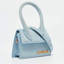 Pre Owned Jacquemus Light Blue Nubuck Leather Mini Le Chiquito Top Handle Bag