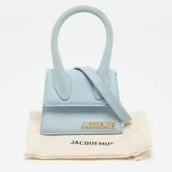 Pre Owned Jacquemus Light Blue Nubuck Leather Mini Le Chiquito Top Handle Bag