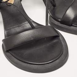  Jacquemus Black Leather Les Carrés Ronds Ankle Wrap Sandals Size 37