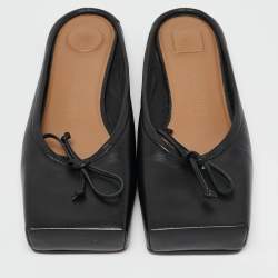Jacquemus Black Leather Square Toe Mules Size 37