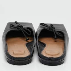Jacquemus Black Leather Square Toe Mules Size 37