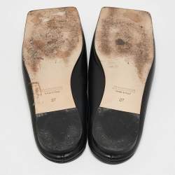 Jacquemus Black Leather Square Toe Mules Size 37