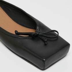 Jacquemus Black Leather Square Toe Mules Size 37