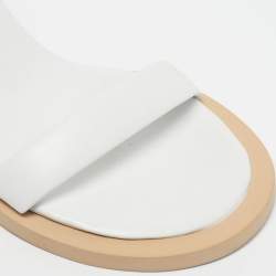 Pre Owned Jacquemus White Leather 'Les Carrés Ronds 75 Asymmetrical Sandals Size 39