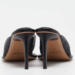 Jacquemus Black Leather Puffy Thong Sandals Size 40