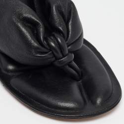 Jacquemus Black Leather Puffy Thong Sandals Size 40