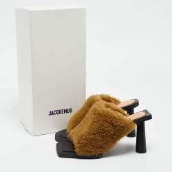 Jacquemus Brown Fur Slide Sandals Size 35