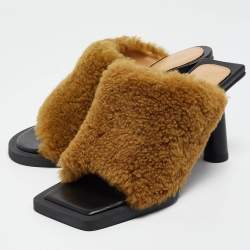 Jacquemus Brown Fur Slide Sandals Size 35