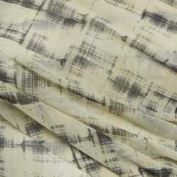 Pre Owned توب شفاف جايد كروبر بيج فاتح مطبوع بشبكة بتفاصيل درابيه مقاس صغير (سمول)