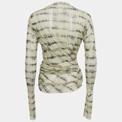 Pre Owned توب شفاف جايد كروبر بيج فاتح مطبوع بشبكة بتفاصيل درابيه مقاس صغير (سمول)