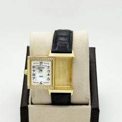 Pre Owned Jaeger-LeCoultre Reverso Duetto Classique 256.1.75 Manual Mother of Pearl Diamond 18K Gold Women's Wristwatch 23 mm
