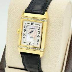 Pre Owned Jaeger-LeCoultre Reverso Duetto Classique 256.1.75 Manual Mother of Pearl Diamond 18K Gold Women's Wristwatch 23 mm