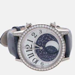 Pre Owned Jaeger-LeCoultre Rendez-Vous Moon Q3533490 Automatic White Diamonds 18K White Gold Women's Wristwatch 39mm