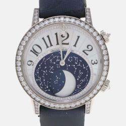 Pre Owned Jaeger-LeCoultre Rendez-Vous Moon Q3533490 Automatic White Diamonds 18K White Gold Women's Wristwatch 39mm