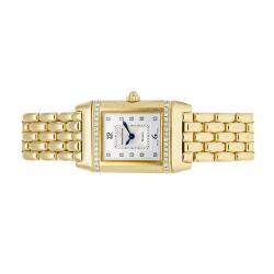 Jaeger LeCoultre Silver Diamonds 18K Yellow Gold Reverso Florale Q2651402 Women's Wristwatch 33 x 21 MM
