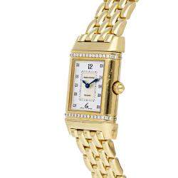 Jaeger LeCoultre Silver Diamonds 18K Yellow Gold Reverso Florale Q2651402 Women's Wristwatch 33 x 21 MM