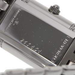 Jaeger LeCoultre Silver Diamond Stainless Steel Reverso 265.8.08 Quartz Women's Wristwatch 21 mm