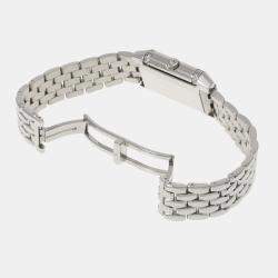 Jaeger LeCoultre Silver Diamond Stainless Steel Reverso 265.8.08 Quartz Women's Wristwatch 21 mm