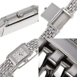 Jaeger LeCoultre Silver Diamond Stainless Steel Reverso 265.8.08 Quartz Women's Wristwatch 21 mm
