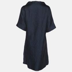 Pre Owned James Lakeland Navy Blue Jacquard Button Waffle Mini Dress XXL