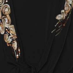 Pre Owned James Lakeland Luxury Black Stretch Crepe Sequin Embellished Cardigan Set XXL