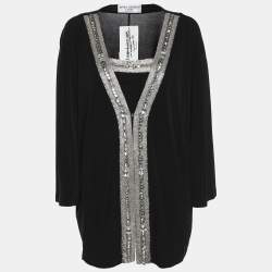 Pre Owned James Lakeland Black Jersey Embellished Cardigan XL