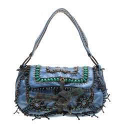 Jamin Puech Blue Leather Bead Embellished Shoulder Bag Jamin Puech
