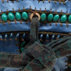 مملوكة مسبقًا Jamin Puech Blue Leather Bead Embellished Shoulder Bag