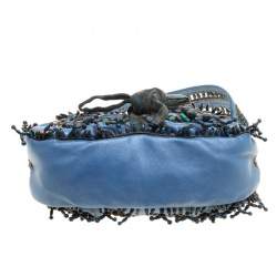 مملوكة مسبقًا Jamin Puech Blue Leather Bead Embellished Shoulder Bag