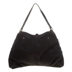 Jamin Puech Black Leather and Canvas Shoulder Bag 