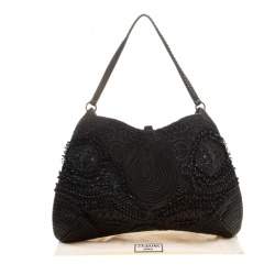 Jamin Puech Black Leather and Canvas Shoulder Bag 
