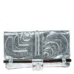 Jamin Puech Silver Leather Clutch