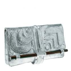 Jamin Puech Silver Leather Clutch