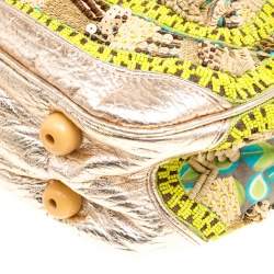 Jamin Puech Multicolor Leather and Fabric Embellished Shoulder Bag