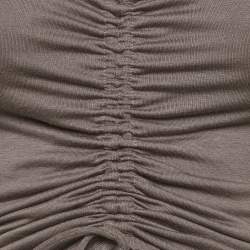 Janthee Brown Jersey Ruched Sleeveless Top S