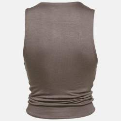 Janthee Brown Jersey Ruched Sleeveless Top S