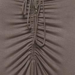 Pre Owned Janthee Brown Jersey Ruched Maxi Skirt S