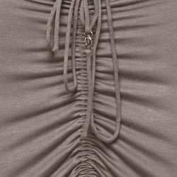 Pre Owned Janthee Brown Jersey Ruched Maxi Skirt S